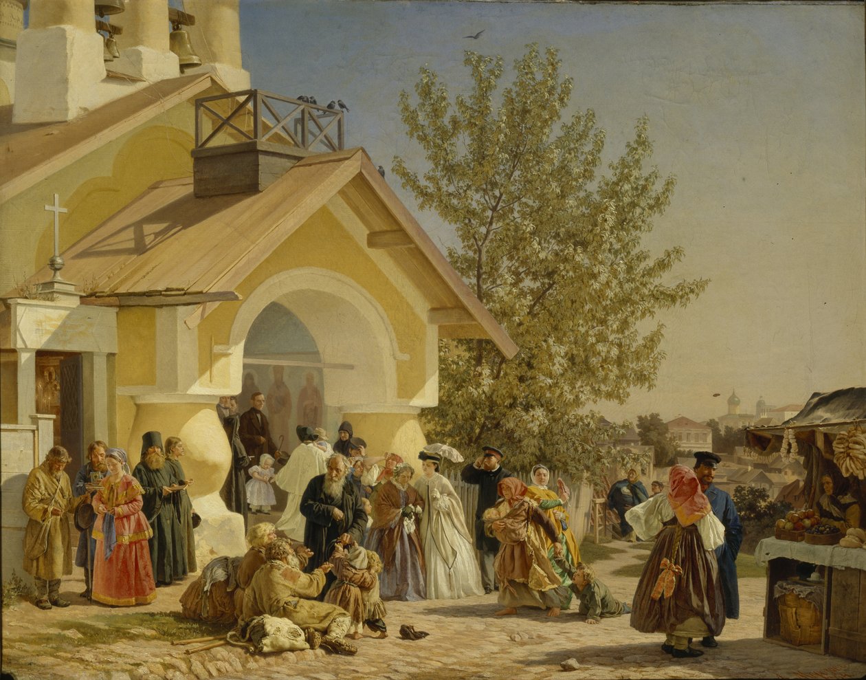 Poistumassa Pihkovan kirkosta, 1864 tekijältä Alexander Ivanovich Morozov