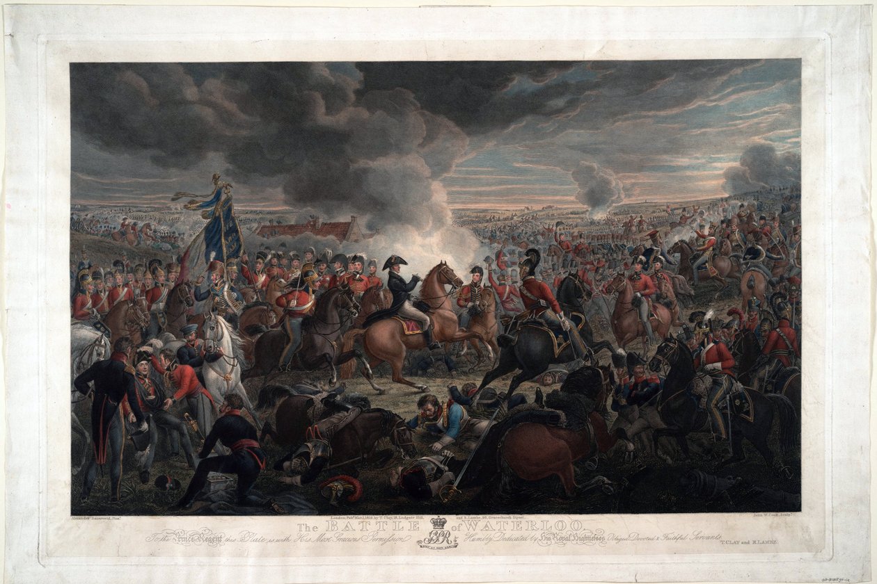 Waterloon taistelu - Sauerweid, Aleksanteri Ivanovitš (1783-1844) - 1819 - Etsaus, akvarelli - 61,6x91,3 - Yksityiskokoelma tekijältä Alexander Ivanovich Sauerweid