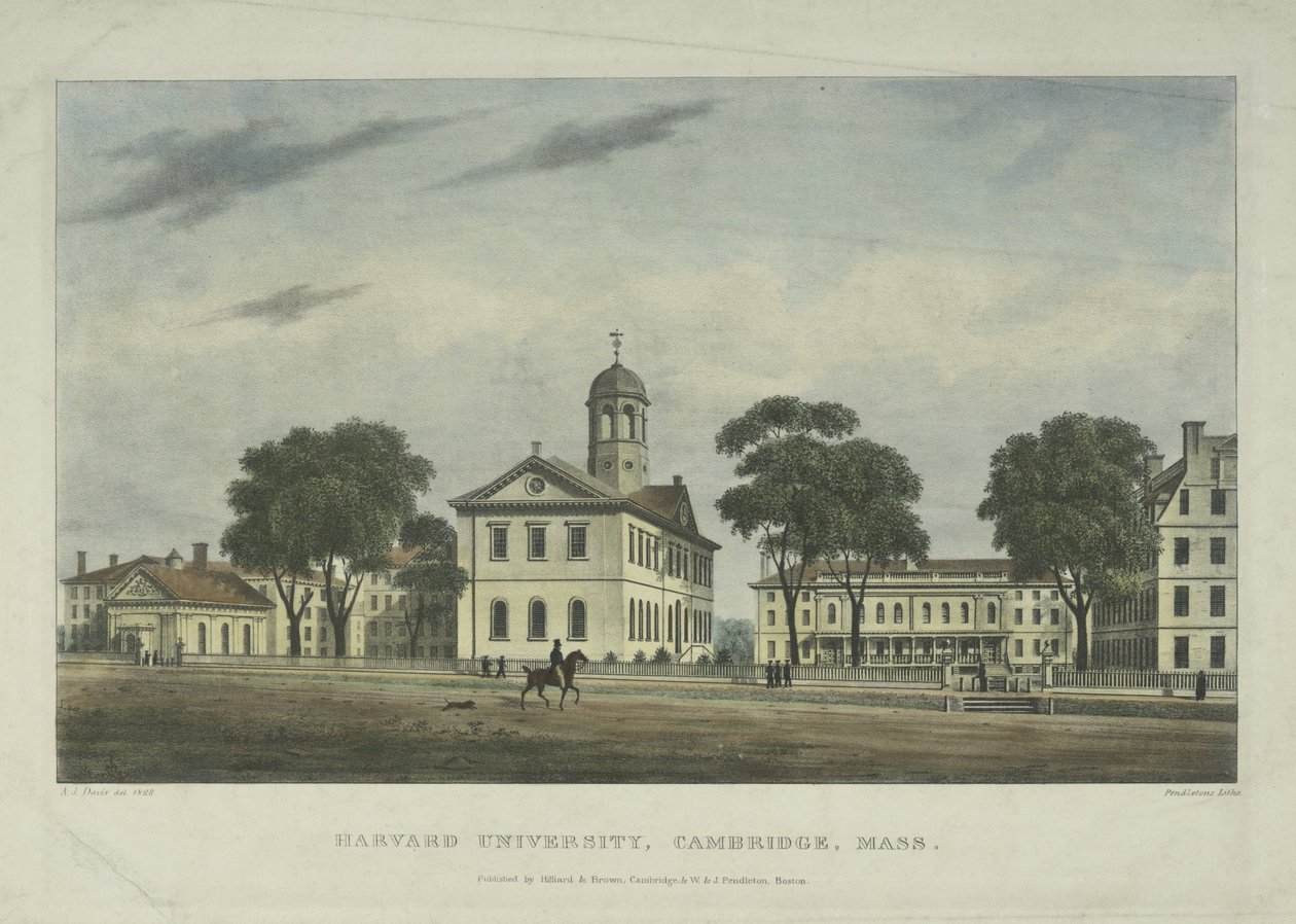 Harvardin yliopisto, Cambridge, Massachusetts, 1828 tekijältä Alexander Jackson Davis