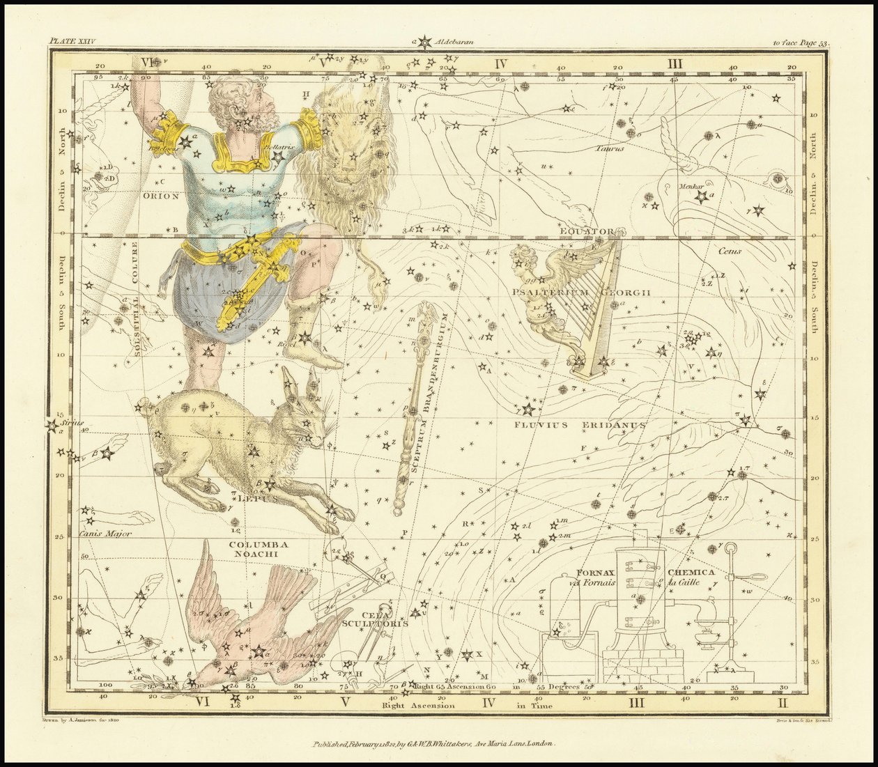 1822 - Alexander Jamieson - Orion, Psaltriem Georgii, Sceptrum Brandenburgium, Lepus ja Columba Noachi. tekijältä Alexander Jamieson