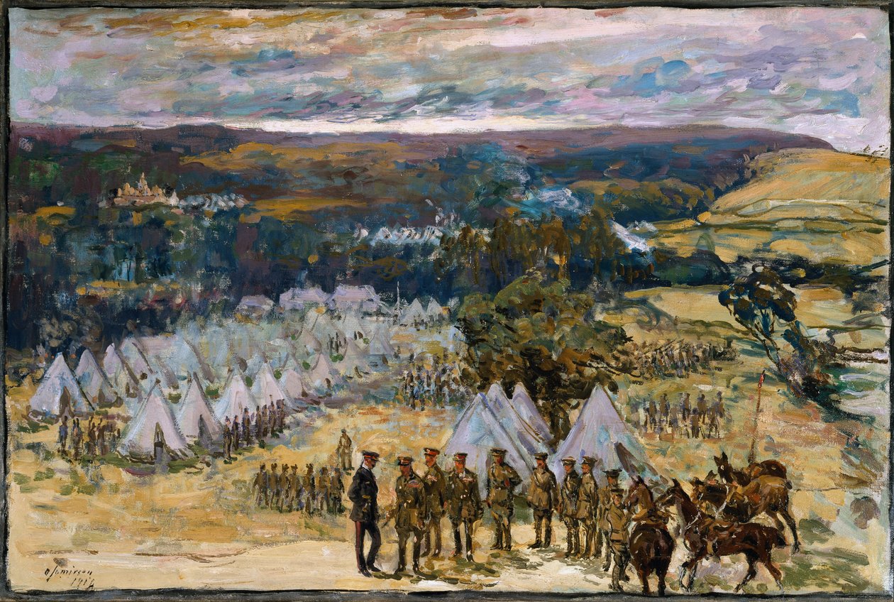 Kenttämarsalkka Lord Kitchener tarkastamassa 10. pataljoonaa Yorkissa ja Lancasterissa Haltonissa, 1914 tekijältä Alexander Jamieson