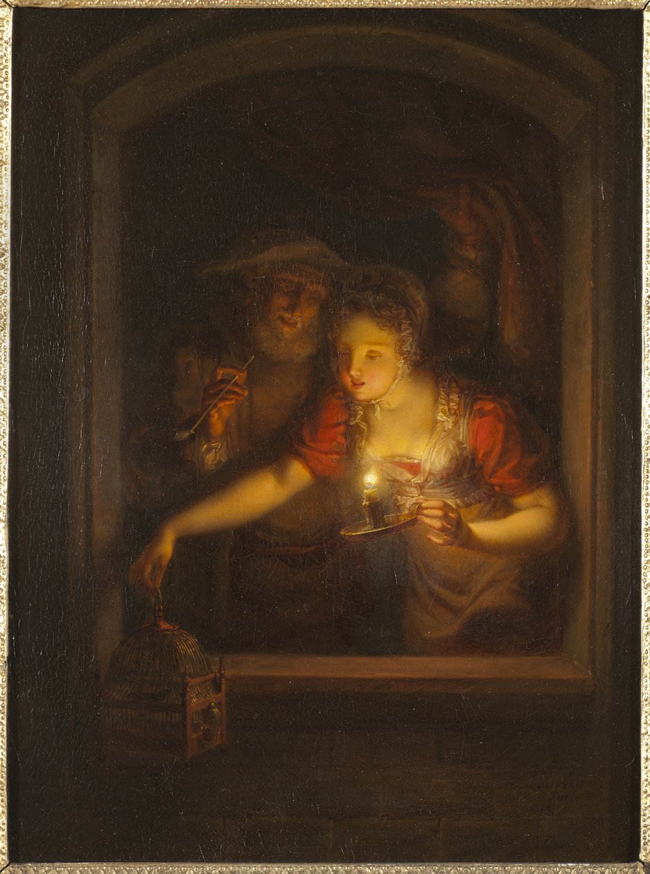 Nainen palava kynttilän kanssa, 1818 tekijältä Alexander Lauréus