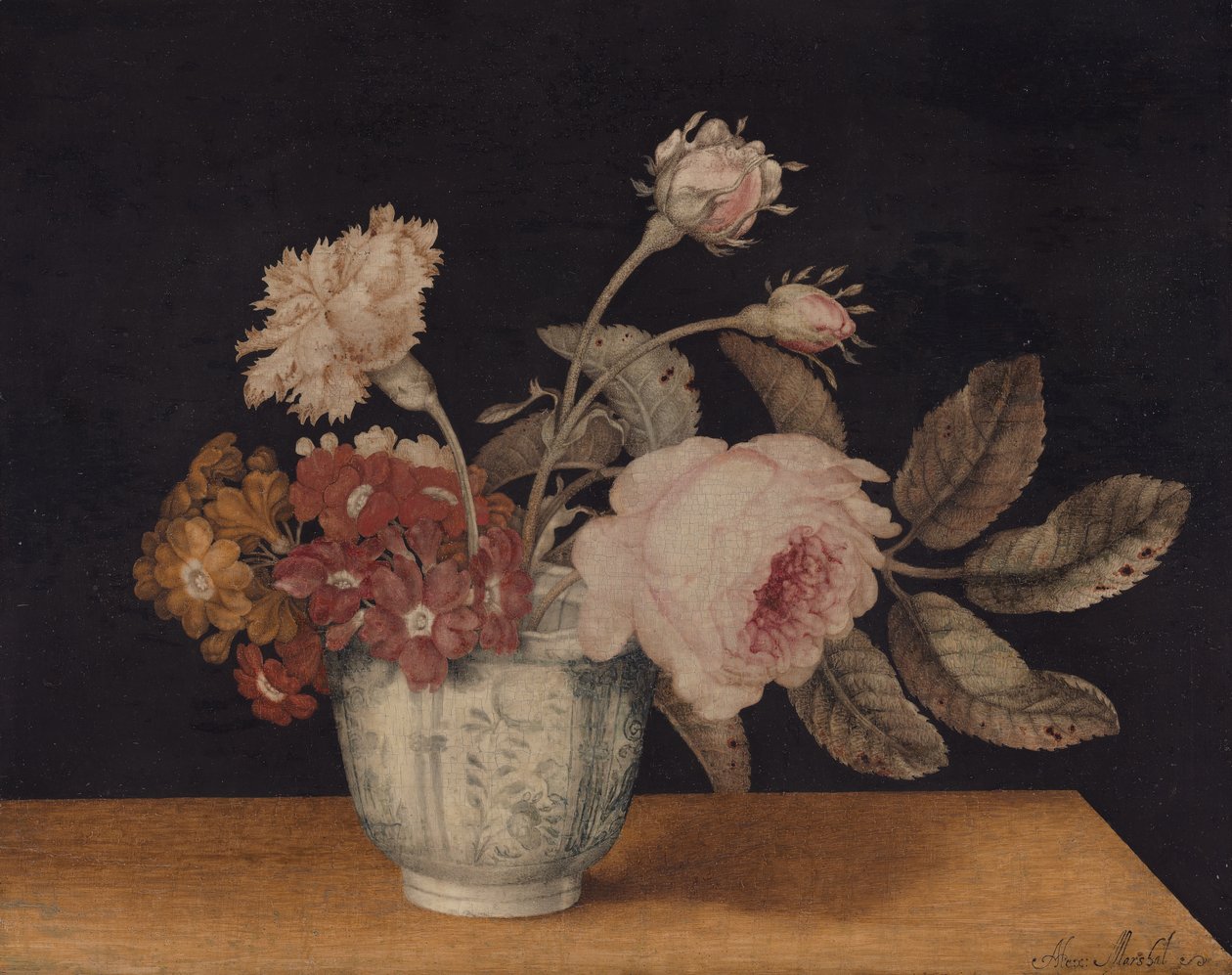 Kukat Delft-purkissa, 1663. tekijältä Alexander Marshal
