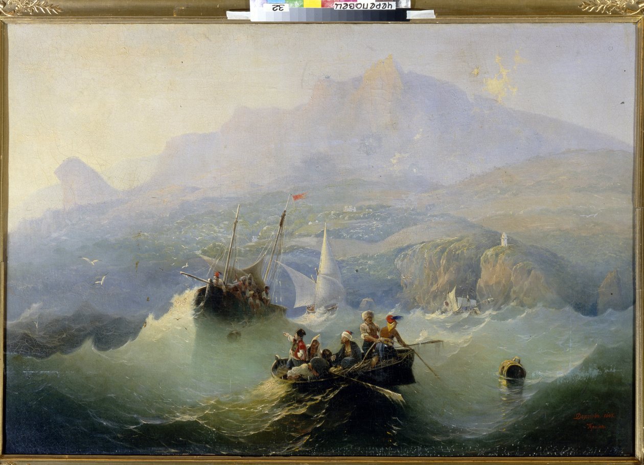 Salakuljettajat (Salakuljettajat). Aleksanteri Matvejevitš Dorogovin (1819-1850) maalaus öljy kankaalle tekijältä Alexander Matveyevich Dorogov