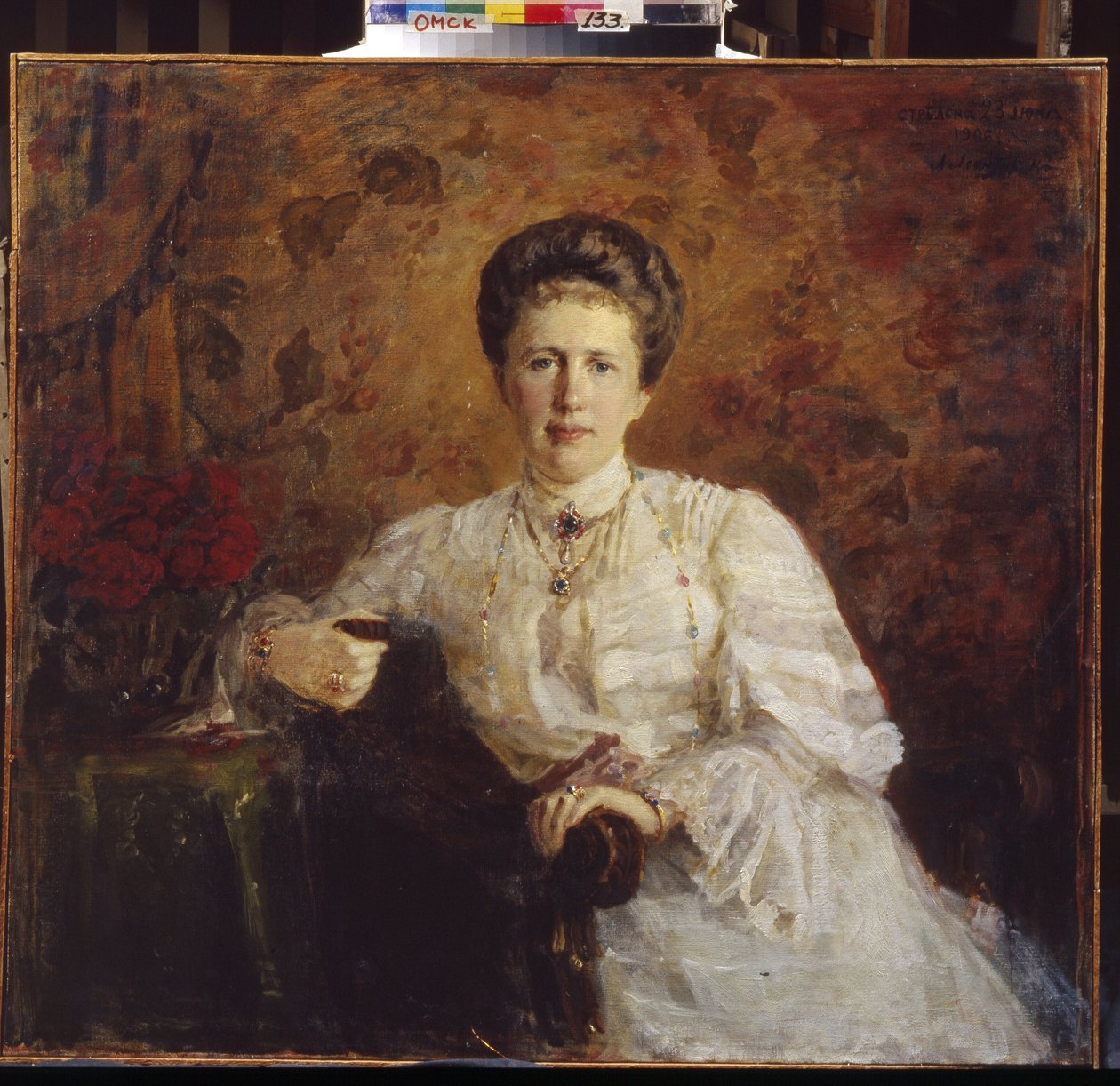 Venäjän suurherttuatar Elizaveta Mavrikievnan muotokuva (Venäjän suurherttuatar Elizaveta Mavrikievnan muotokuva). Aleksander Mikhaylovich Leontovskyn (1865-1928) maalaus öljy kankaalle tekijältä Alexander Mikhaylovich Leontovsky