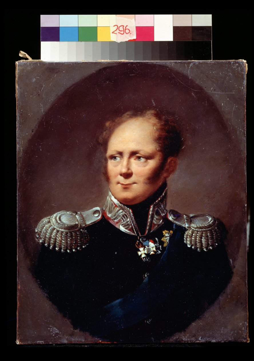Keisari Aleksanteri I:n muotokuva. Aleksanteri I Pavlovich Romanov (1777-1825), Venäjän keisari. Alexander (Alexandre) Molinarin (1772-1831) maalaus. Öljy kankaalle. Pushkinin taidemuseo, Moskova. tekijältä Alexander Molinari