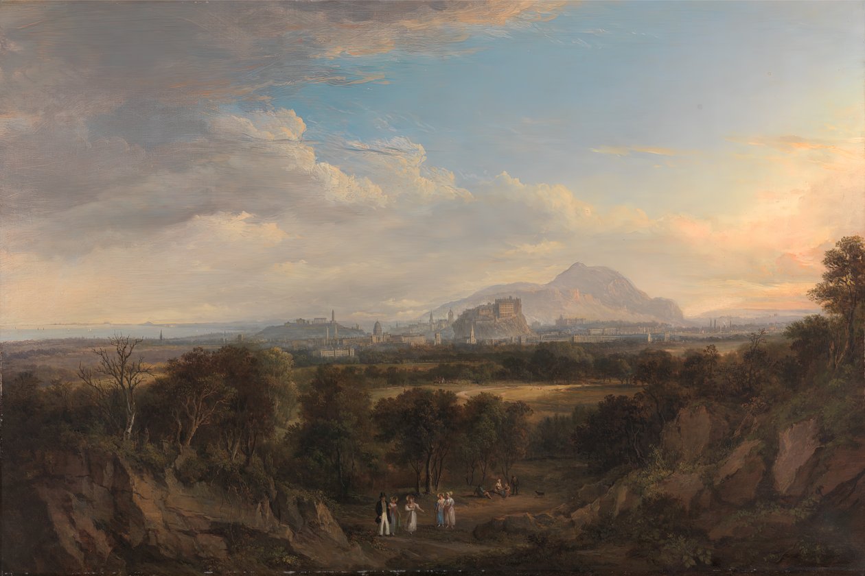 Näkymä Edinburghiin lännestä, 1822-1826. tekijältä Alexander Nasmyth