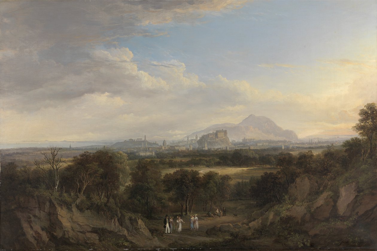 Näkymä Edinburghiin lännestä, n. 1822-26 (öljy kankaalle) tekijältä Alexander Nasmyth