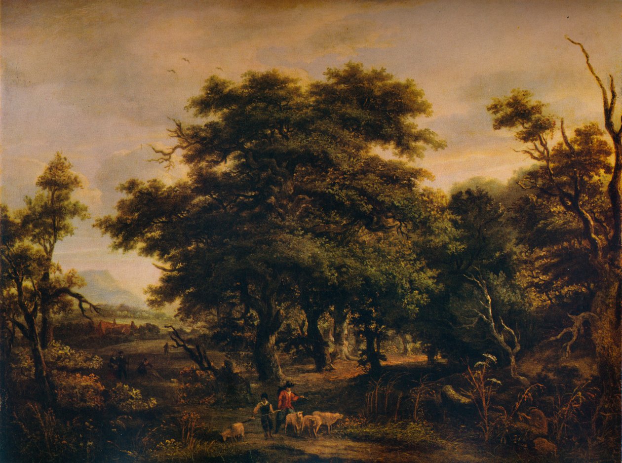 Puinen maisema, hahmoja ja lampaita, c1805 tekijältä Alexander Nasmyth