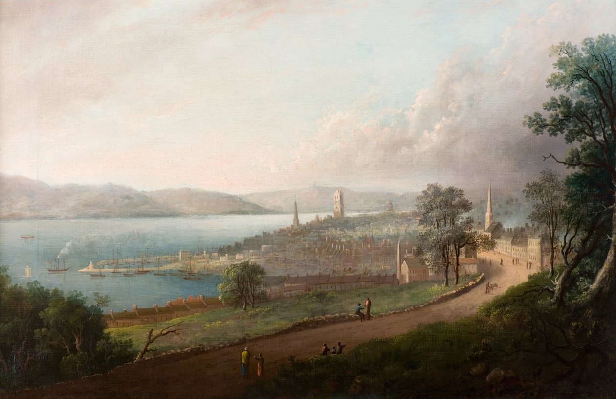 Dundee Princes Streetiltä, n. 1823-24 (öljy kankaalle) tekijältä Alexander Nasmyth