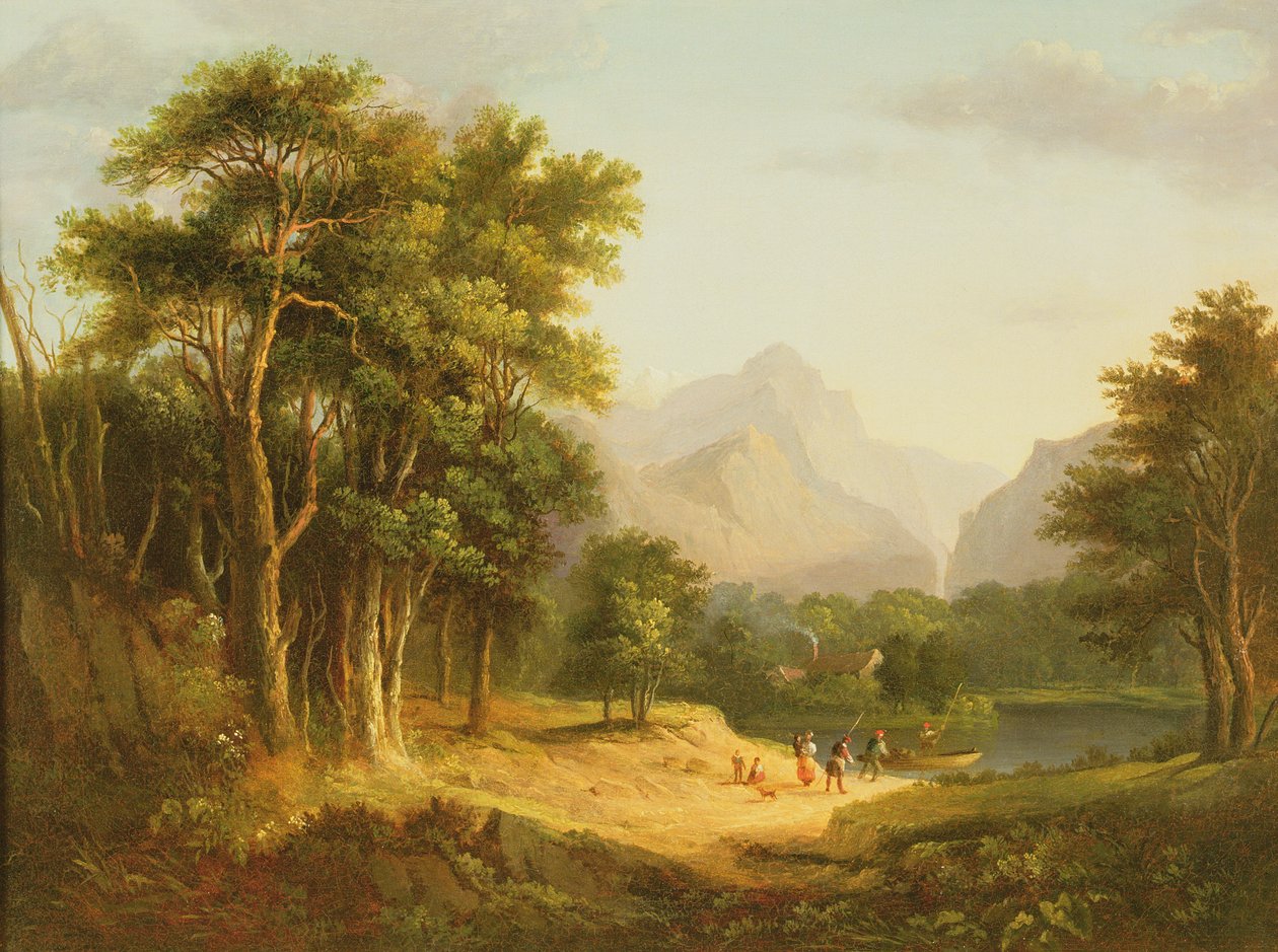 Ylämaan maisema hahmoilla tekijältä Alexander Nasmyth