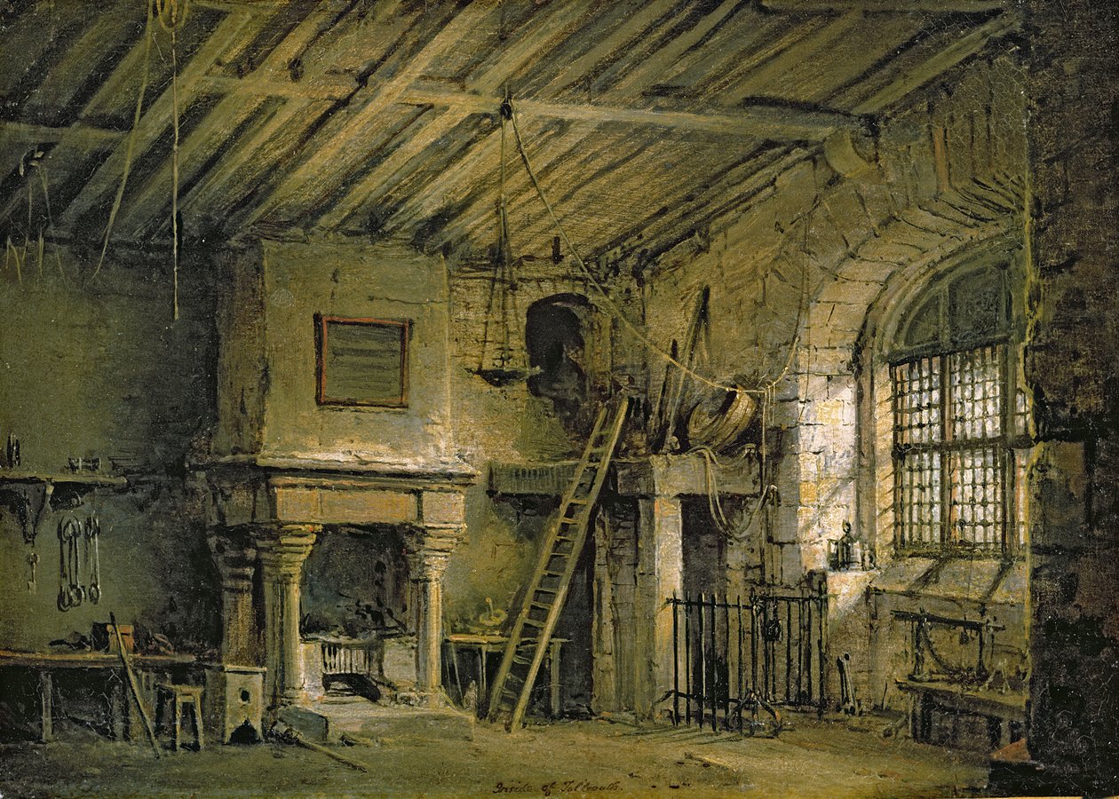 The Tolbooth, lavastus "The Heart of Midlothian", n. 1819 (öljy kankaalle) tekijältä Alexander Nasmyth