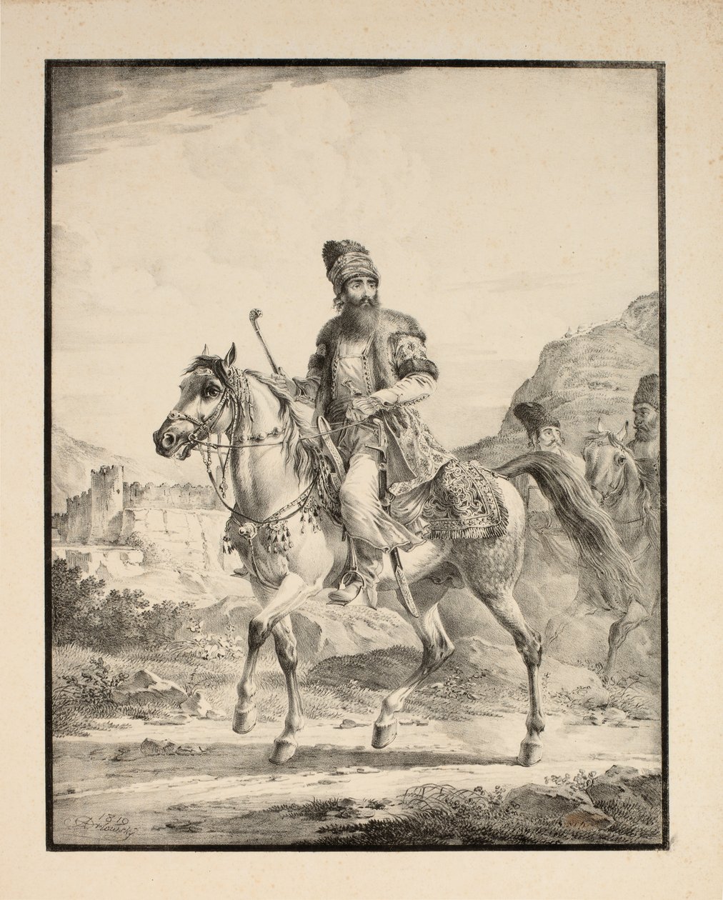 Persia hevosen selässä, 1820 tekijältä Alexander Orlowski