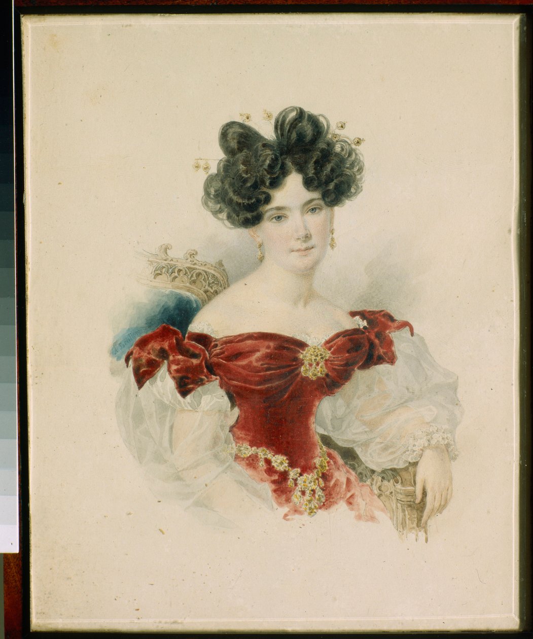 Prinsessa Natalia Viktorovna Kotchoubein (1800-1854) muotokuva - Alexander Briullov (Aleksandri Briullov) (1798-1877) akvarellipaperille tekijältä Alexander Pavlovich Briullov