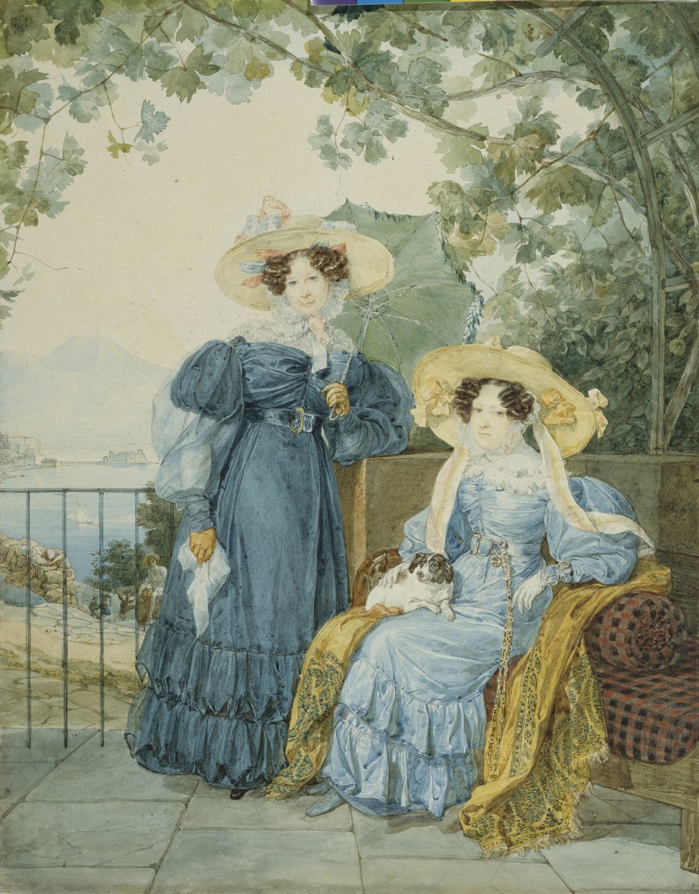 Muotokuva kilpailija Ekaterina Artemievna Vorontsovasta 1780-1836 ja prinsessa Jelena Mikhailovna Galitsinesta 1776-1856, 1825 tekijältä Alexander Pavlovich Briullov