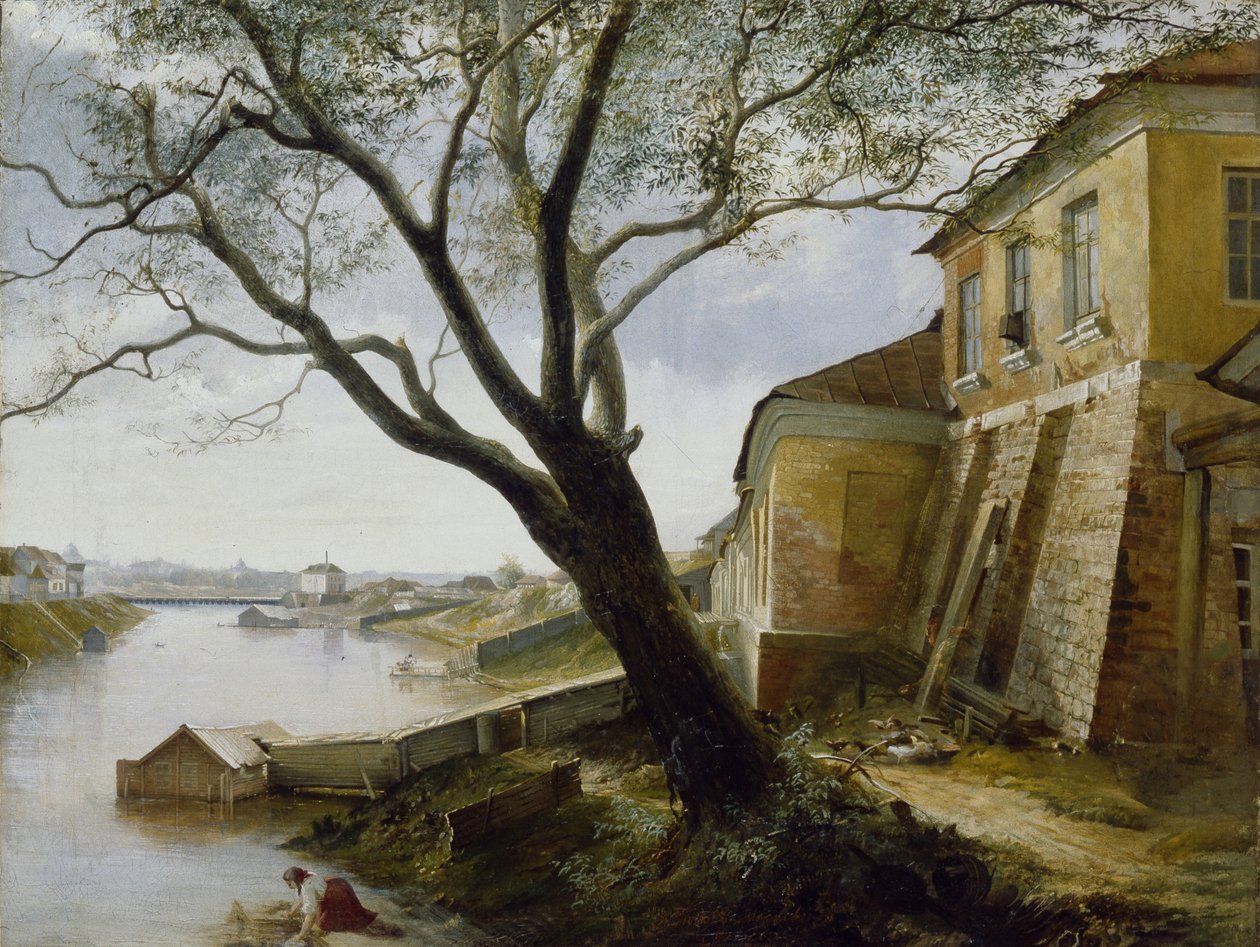 Yauza-joen yli Moskovassa, 1860 tekijältä Alexander Pavlovich Popov