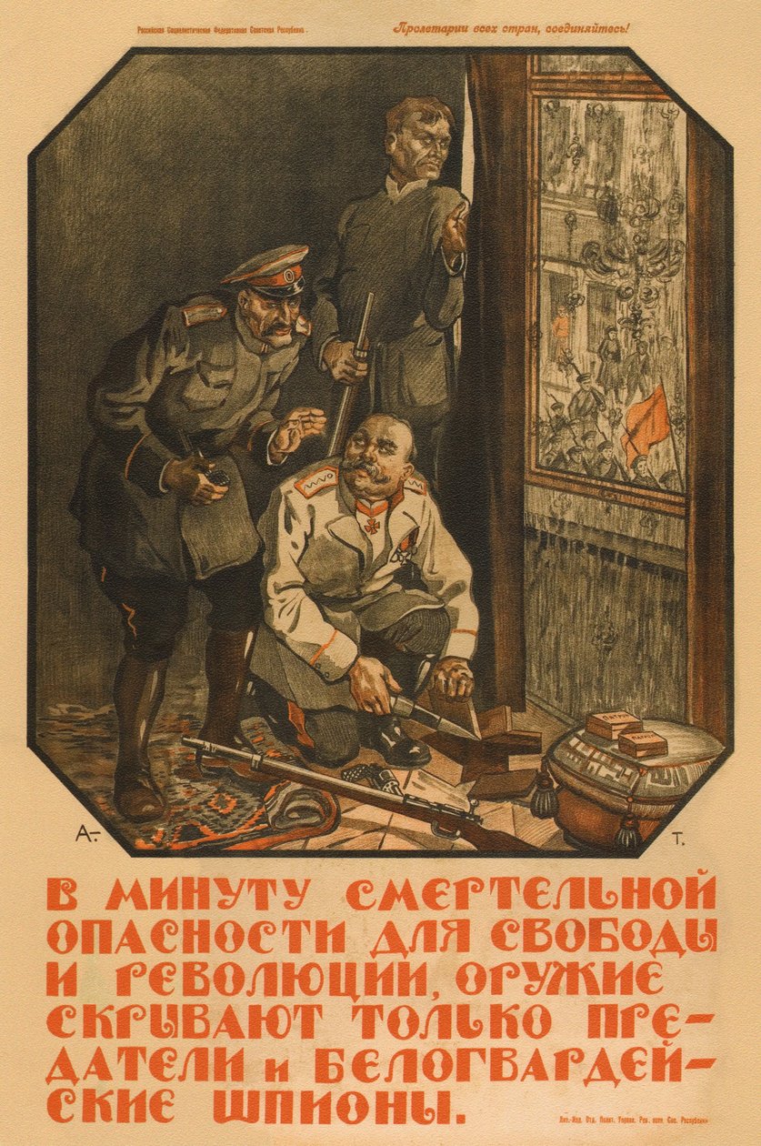 Vain pettäjät ja valkokaartivakoilijat piilottavat aseen, 1919 tekijältä Alexander Petrovich Apsit