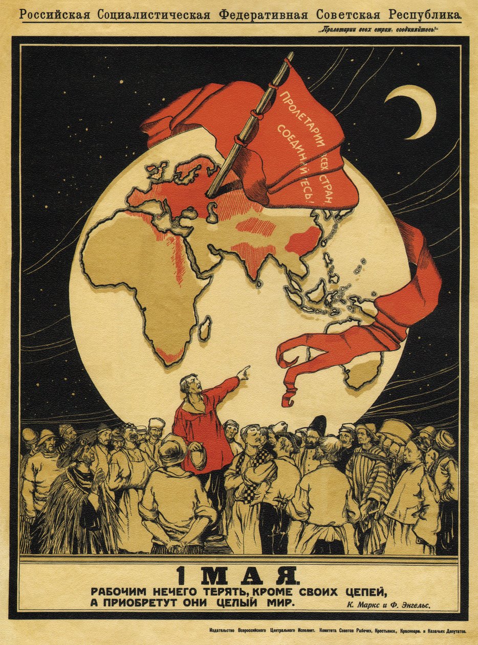 1 päivä toukokuuta. Työläisillä ei ole mitään menetettävää, mutta heillä on koko maailma voitettavana, 1919 tekijältä Alexander Petrovich Apsit