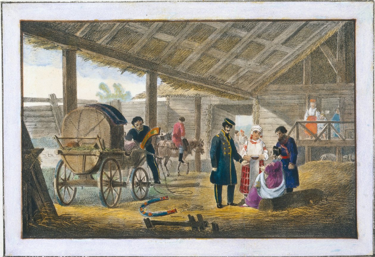 Majatalo tienvarrella, 1820 tekijältä Alexander Pluchart