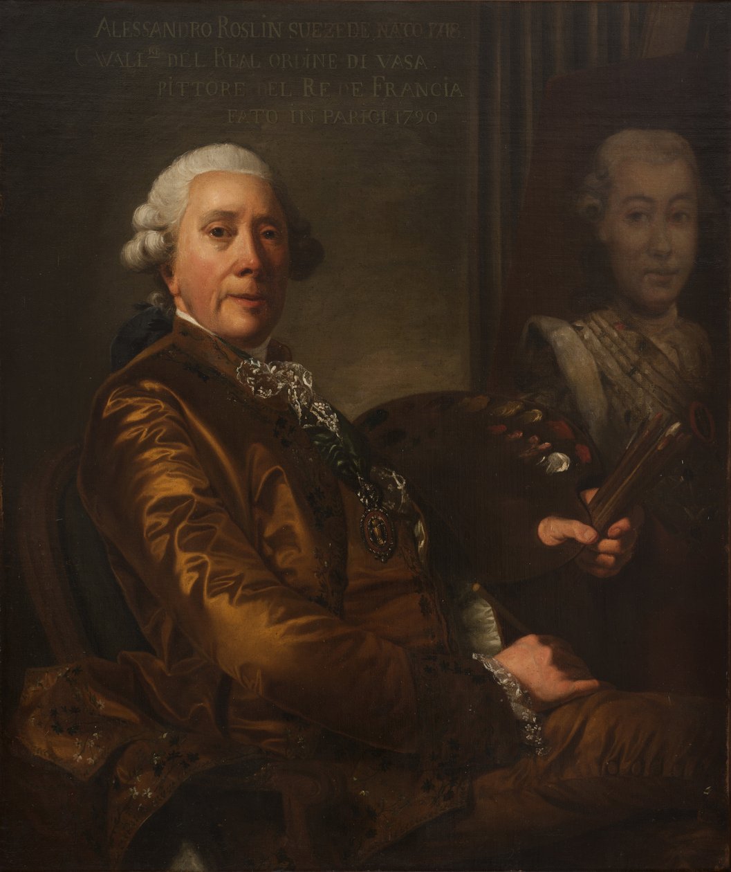 Omamuotokuva - Omakuva, kirjoittanut Roslin, Alexander (Alexandre) (1718-1793). Öljy kankaalle. Mitat: 100x85 cm. Tukholman kansallismuseo tekijältä Alexander Roslin
