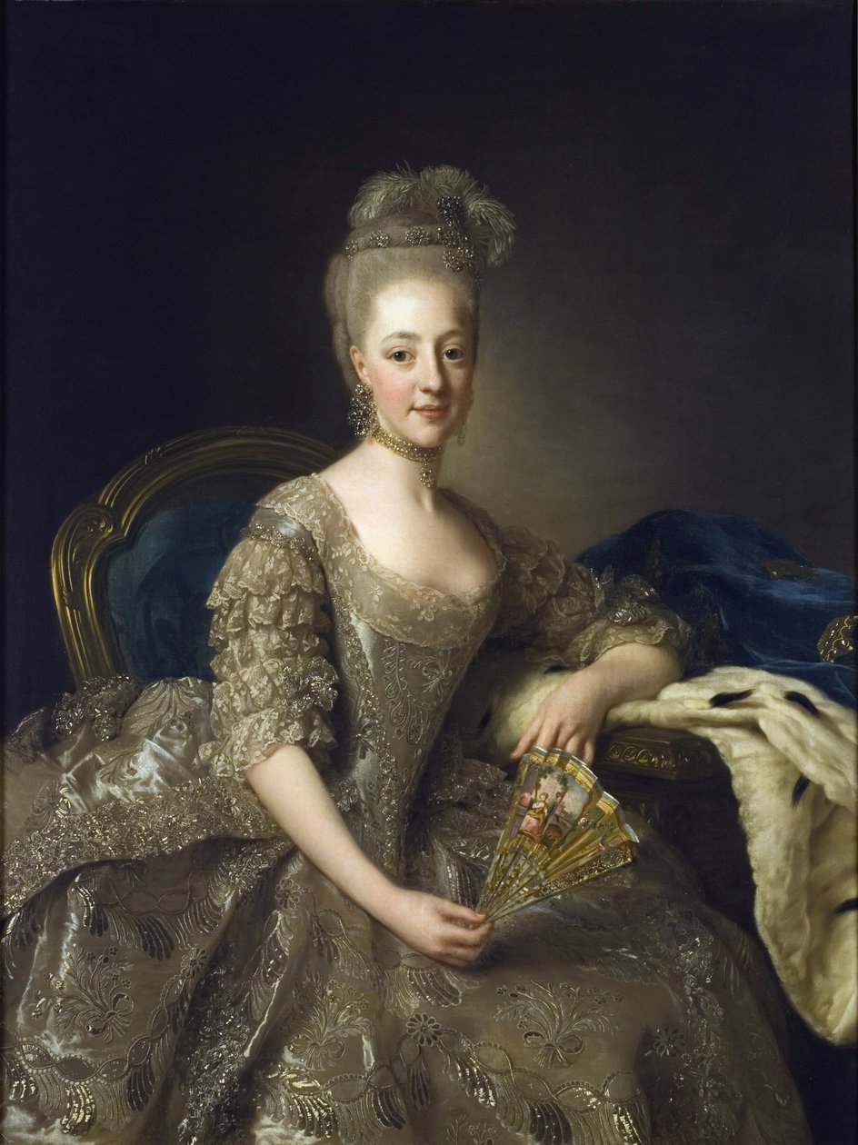 Hedwig-Elisabeth-Charlotte Schleswig-Holstein-Gottorpista - Hedwig Elisabeth Charlotte of Holstein Gottorp (1759-1818) muotokuva - Alexander (Alexandre) Roslinin (1718-1793) maalaus tekijältä Alexander Roslin