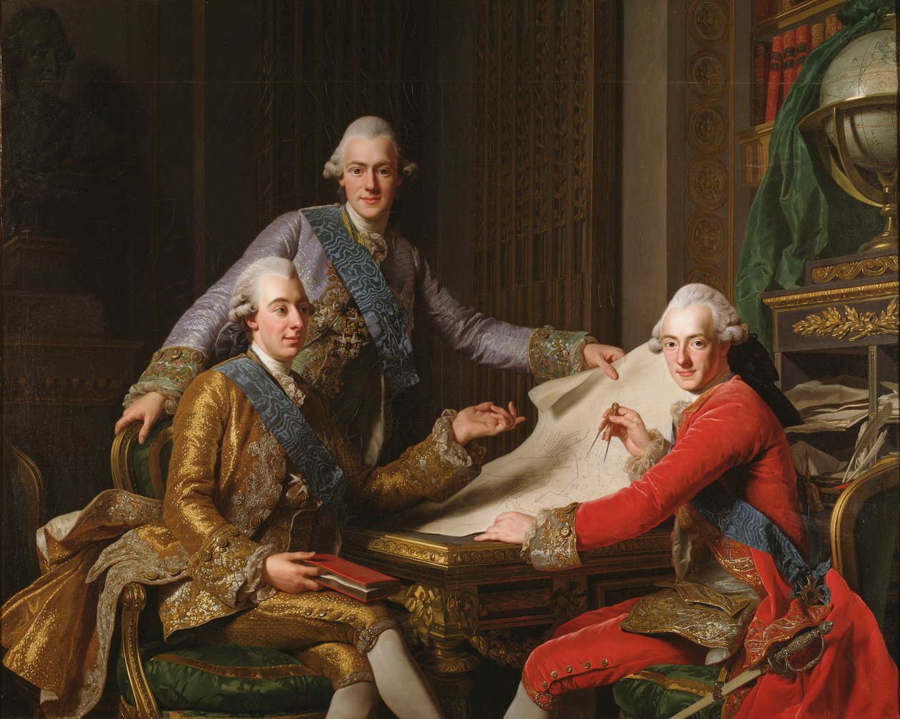Ruotsin kuningas Kustaa III ja hänen veljensä, 1771 tekijältä Alexander Roslin