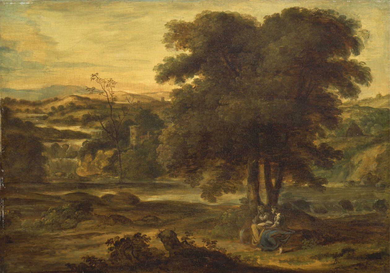 Klassinen maisema, n. 1767-1771 (öljy paneelille) tekijältä Alexander Runciman