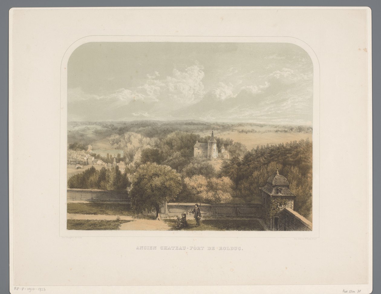 Linna lähellä Rolducia. Abbey Ancien chateau-fort de Rolduc (nimi esineessä) Rolduc et ses environs (sarjan nimi) tekijältä Alexander Schaepkens