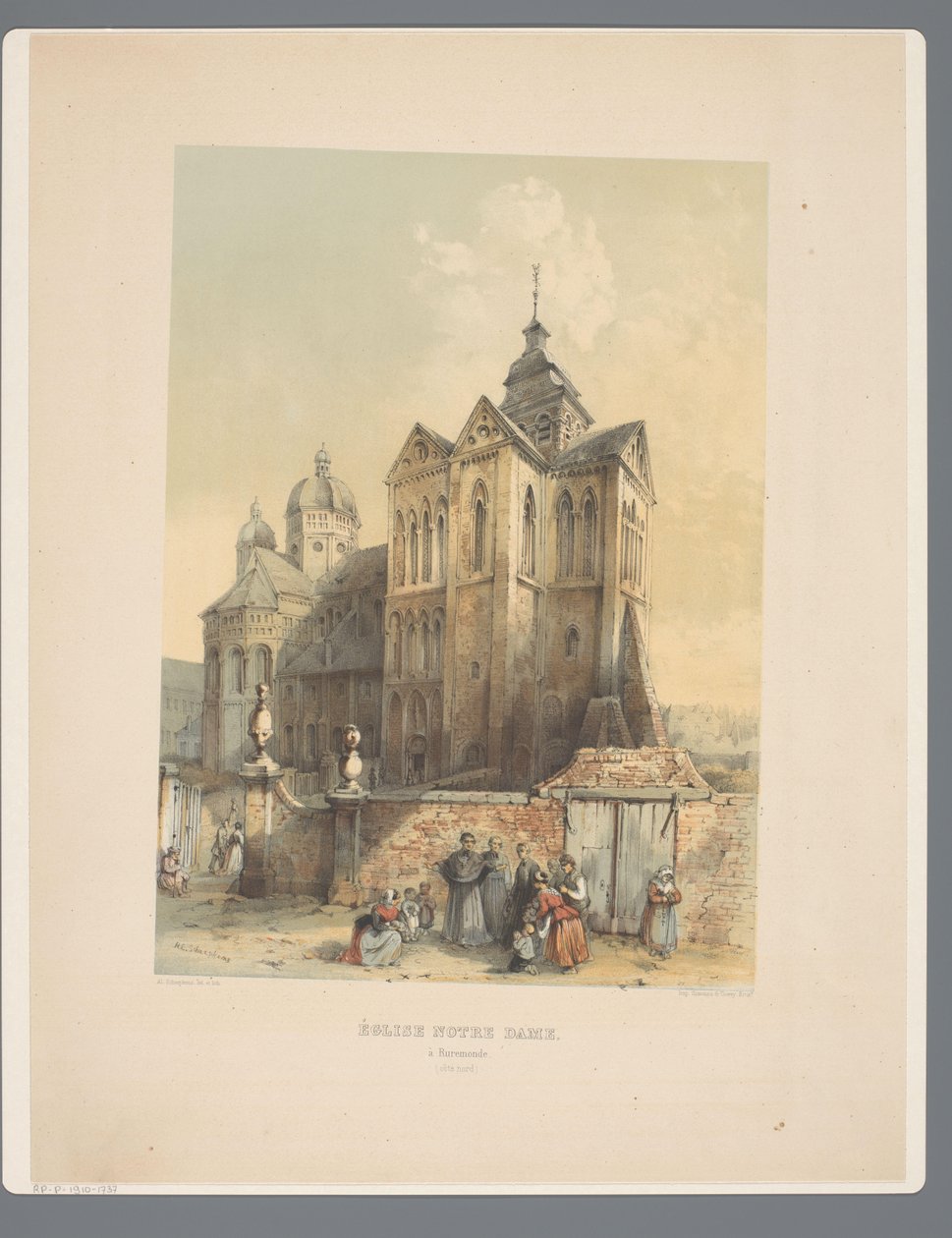 Onze Lieve Vrouwe Munsterkerk te Roermond Neitsyt Marian kirkko Roermondessa (pohjoisrannikko). (otsikko esineessä) Muinaiset arkkitehtuurimonumentit 1100-luvulta 1300-luvulle Limburgsissa (sarjan nimi) tekijältä Alexander Schaepkens