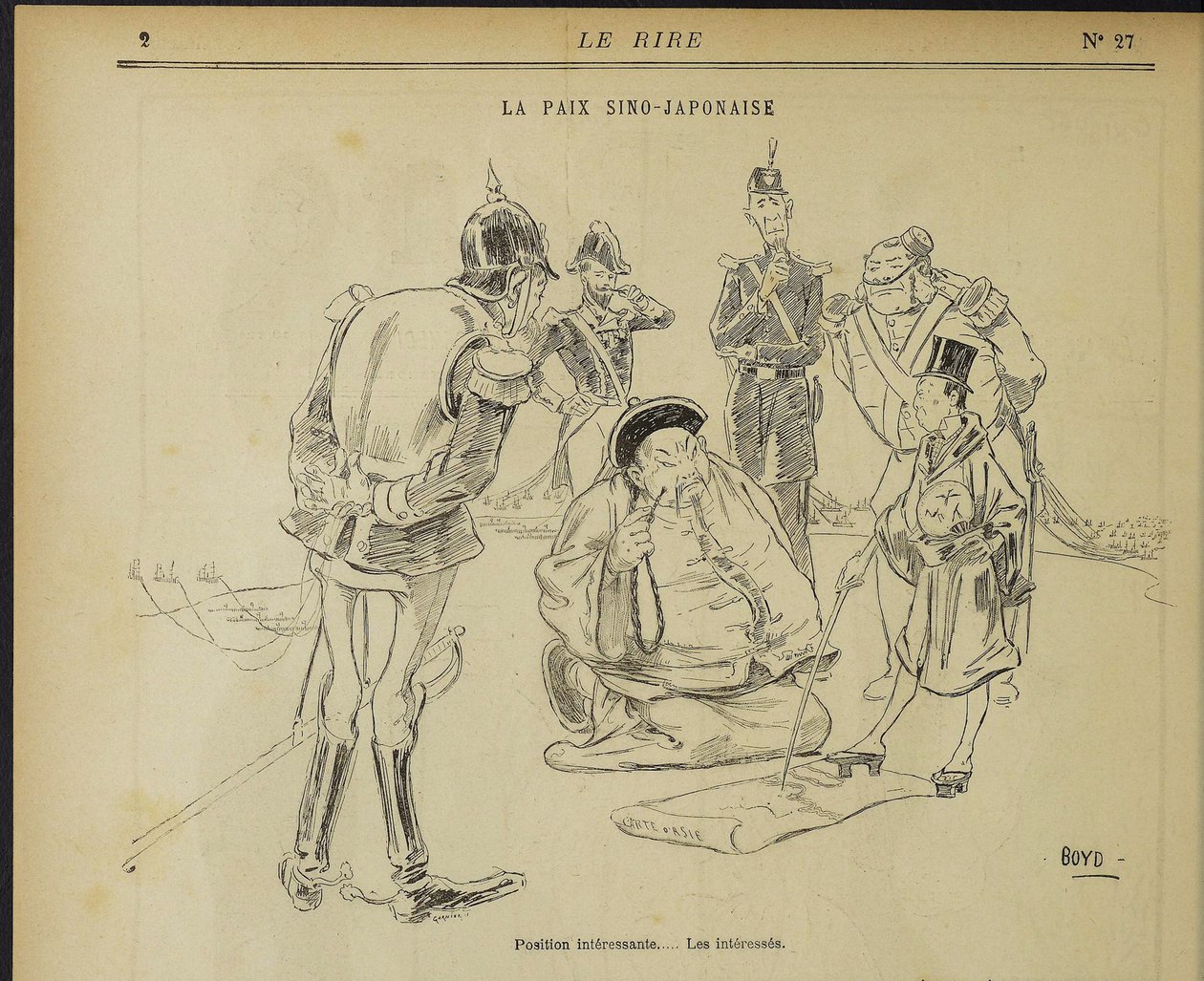 Kiinan ja Japanin rauha, mielenkiintoinen asema. Kiinnostuneet. Lähettäjä: Le Rire, 11. toukokuuta 1895, 1895. tekijältä Alexander Stuart Boyd