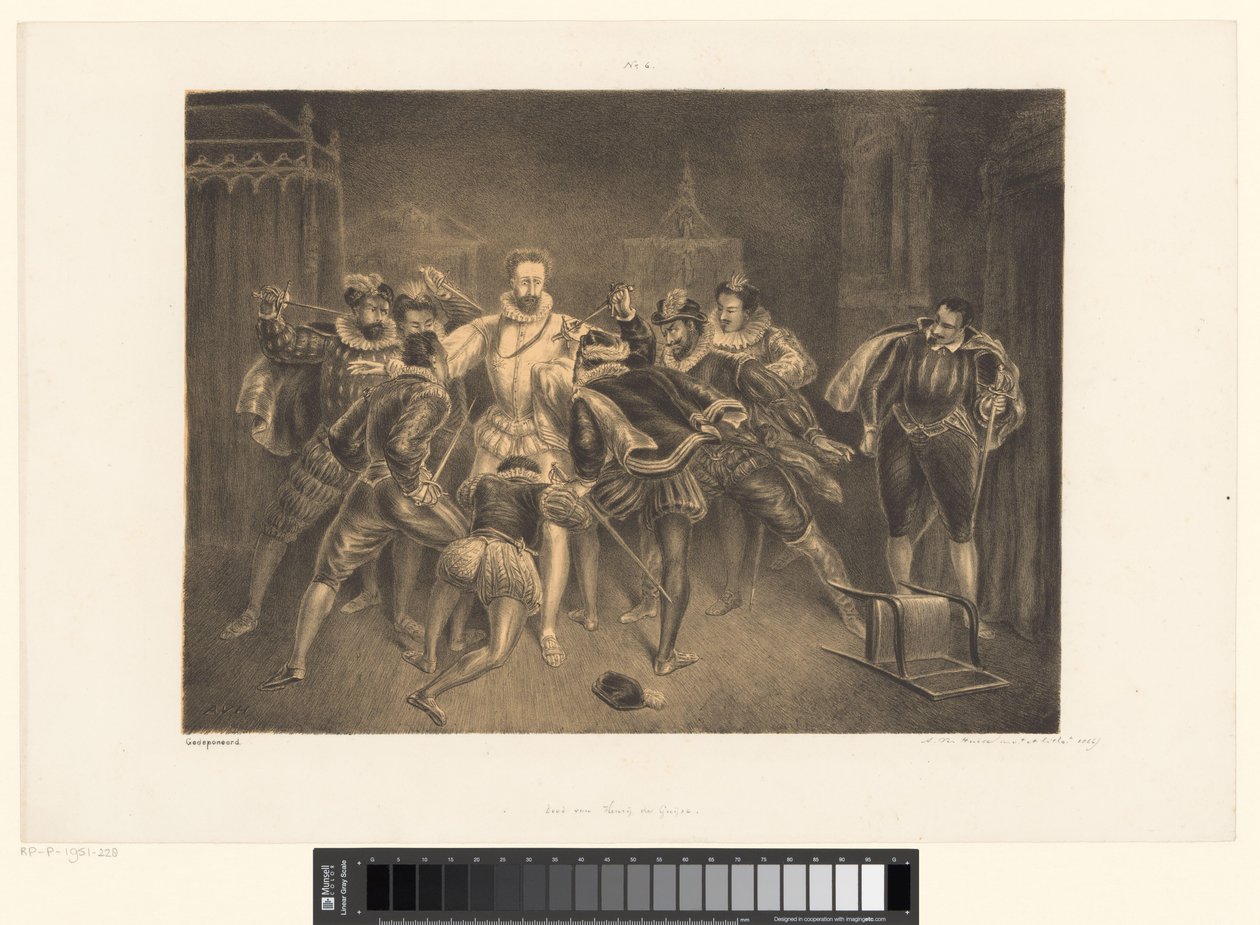 Henry of Guisen murha Henrij de Guijsen kuolema (otsikko esineessä) tekijältä Alexander Ver Huell (signed by artist)