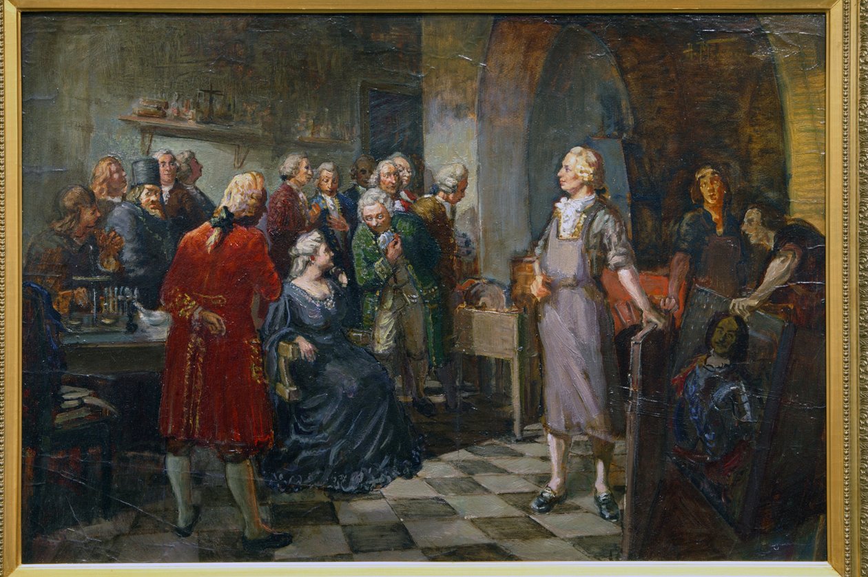 Venäjän keisarinna Elisabet vierailee M.Lomonosovin luona tekijältä Alexander Vladimirovich Makovsky