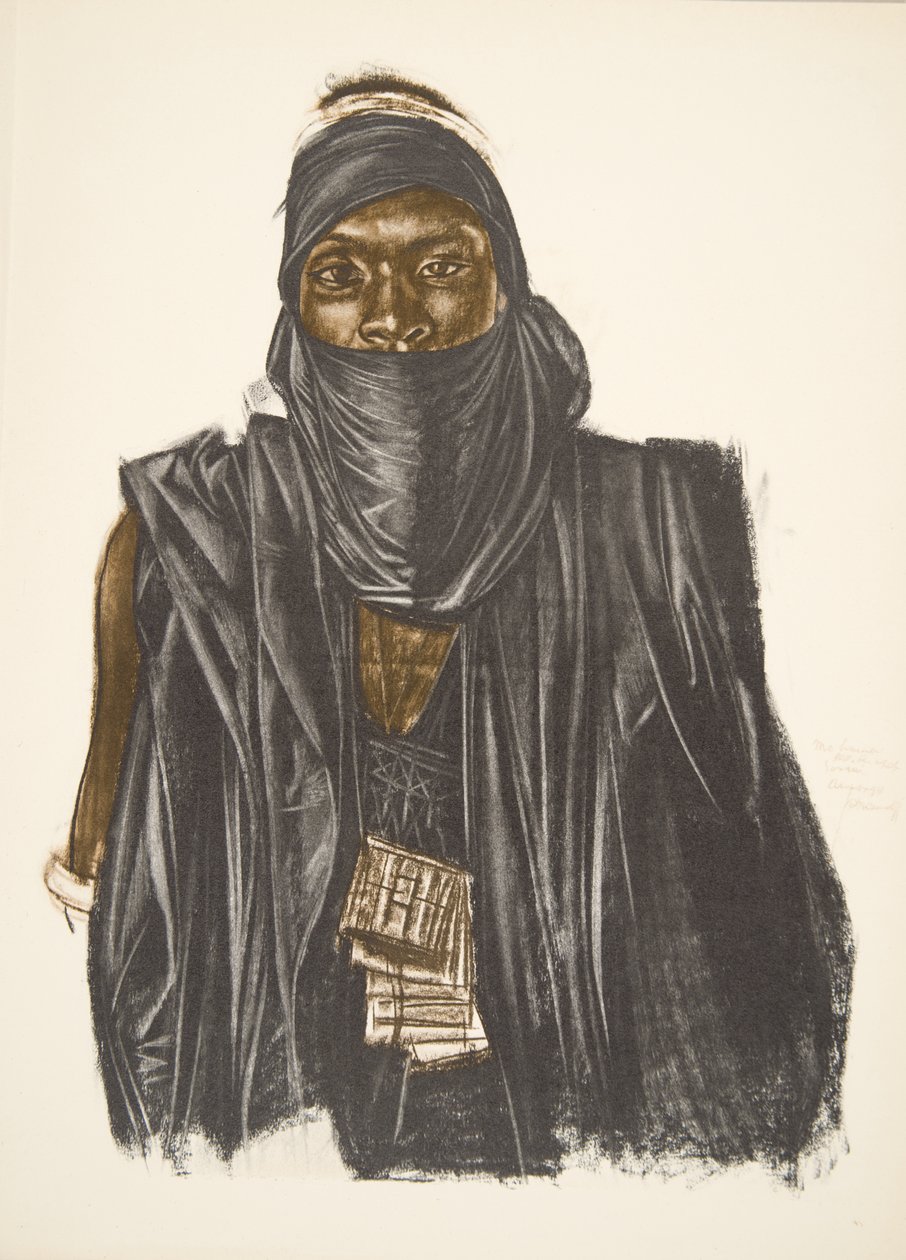 Mahoma, Songhai-rotu (Ansongo), Drawings and Paintings of Africasta, teloitettu Citroen Center Afrique -retkikunnan aikana, toinen Haardt Audouin-Dubreuil -tehtävä, pubi. Pariisi, 1927 tekijältä Alexander Yakovlev
