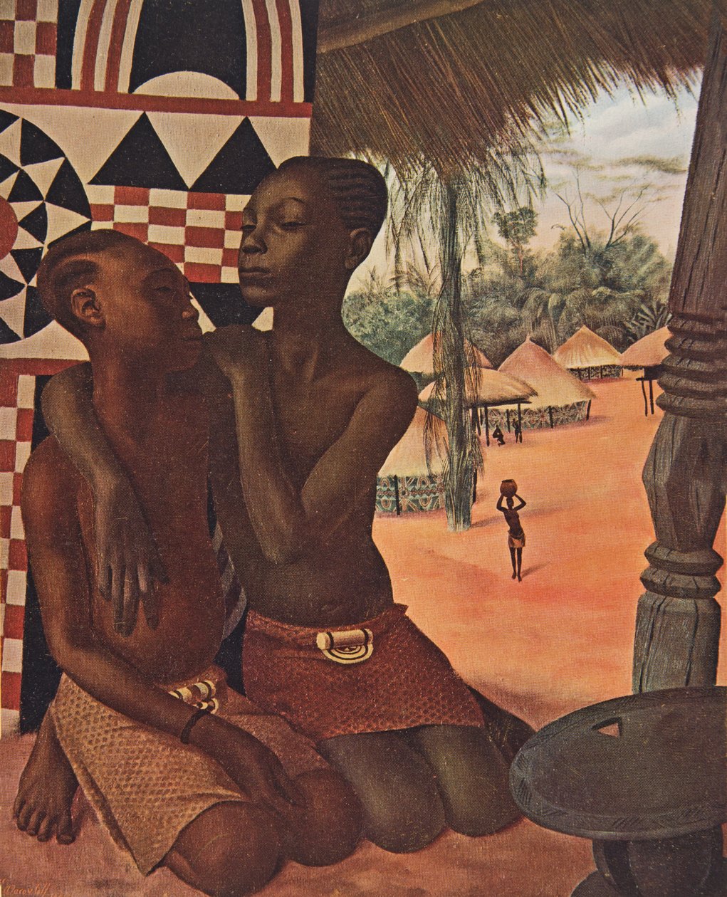 Titi ja Naranghe, päällikkö Eki Bondon (Haut Ouelle) tyttäret (toinen Mangbetou-äidiltä, toinen Matchaga-äidiltä), teoksesta Drawings and Paintings of Africa, joka on toteutettu Citroen-keskuksen Afrikka-akatemian aikana. tekijältä Alexander Yakovlev
