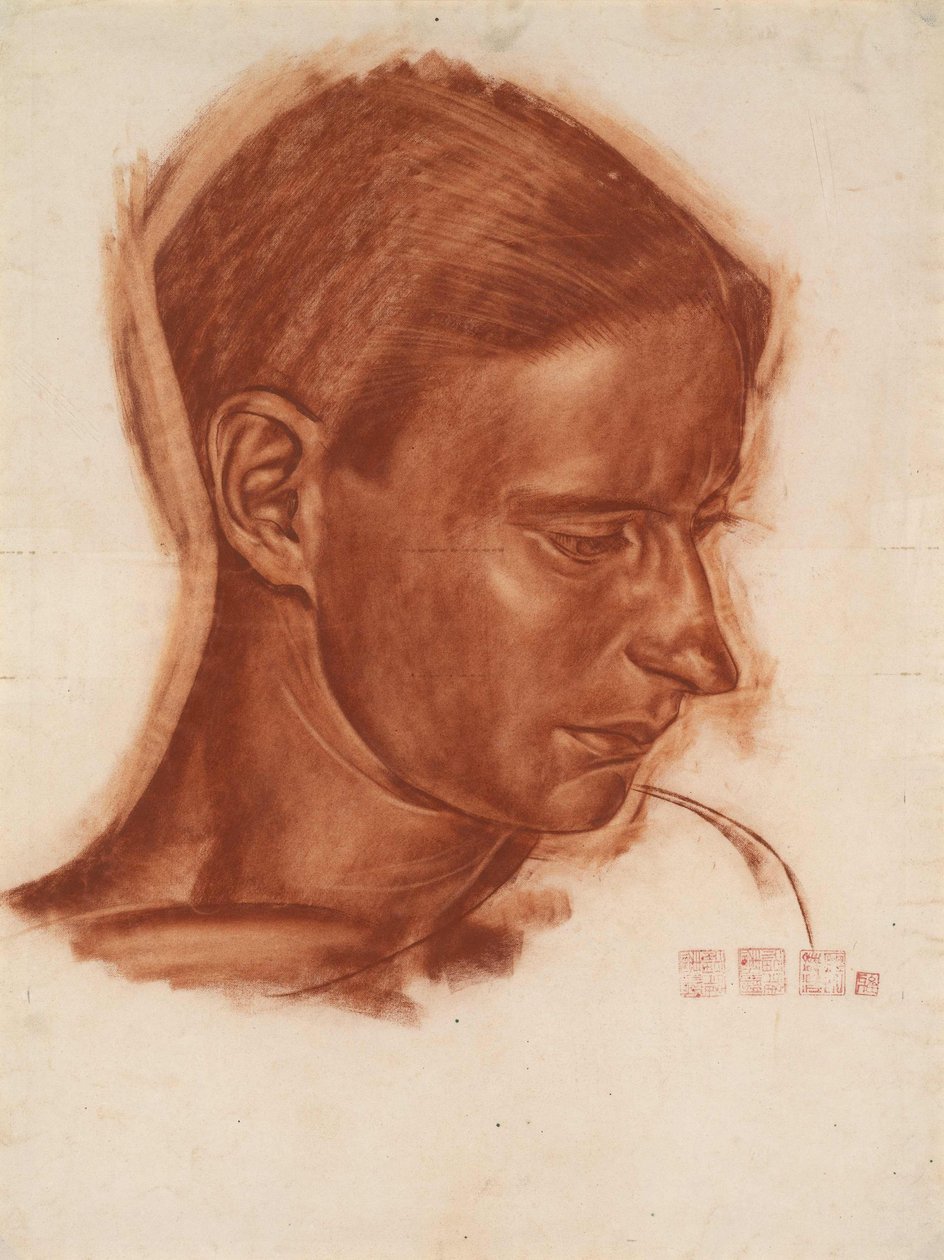 Taiteilija Vasily Shukhaev muotokuva 1887-1973, 1910-luvun loppu tekijältä Alexander Yevgenyevich Yakovlev