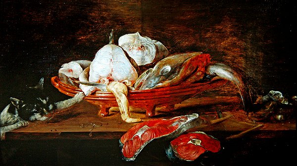 Asetelma kalan kanssa tekijältä Alexander van Adriaenssen