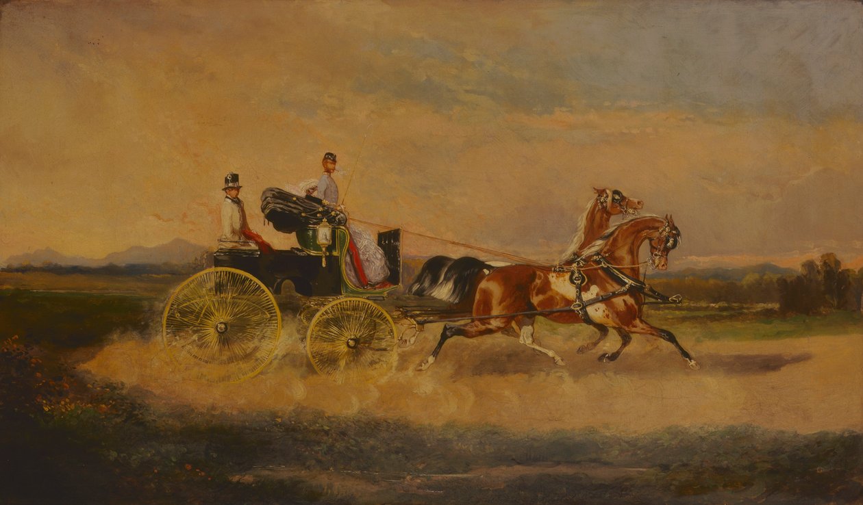 Itävallan keisari Frans Joosef I matkustamassa faetoninsa kanssa, 1864. tekijältä Alexander von Bensa