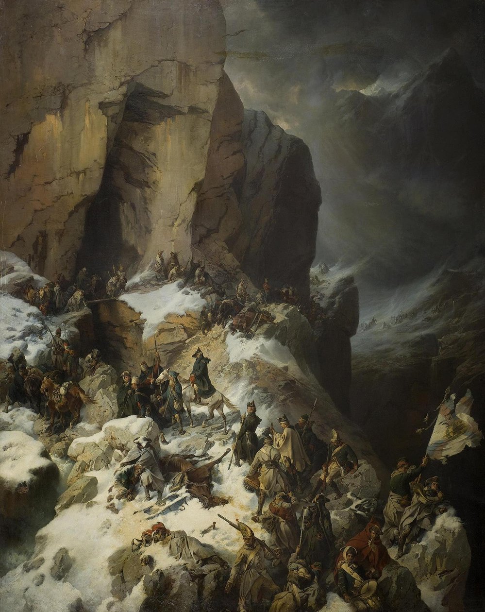 Suvorov ylittää Panix-solan, 1860 tekijältä Alexander von Kotzebue