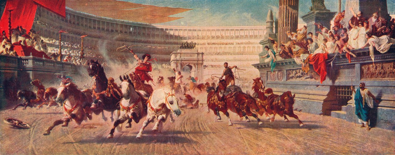 Roman Chariot Race, vuodelta 1882. tekijältä Alexander von Wagner