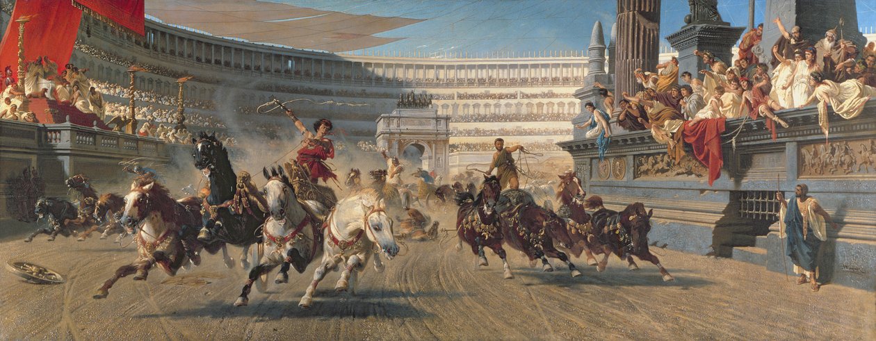 The Chariot Race, n. 1882 (öljy kankaalle) tekijältä Alexander von Wagner