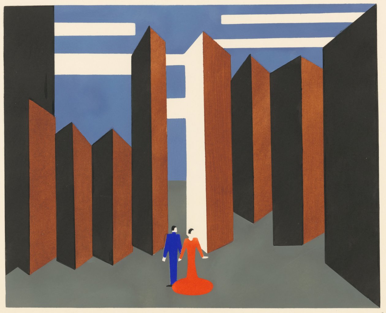 Maisemasuunnittelu portfoliosta Décors de Théâtre, 1930. tekijältä Alexandra Alexandrowna Exter