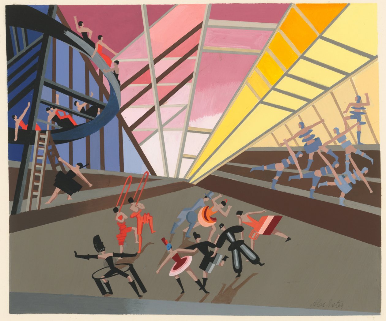 Maisemasuunnittelu portfoliosta Décors de Théâtre, 1930. tekijältä Alexandra Alexandrowna Exter