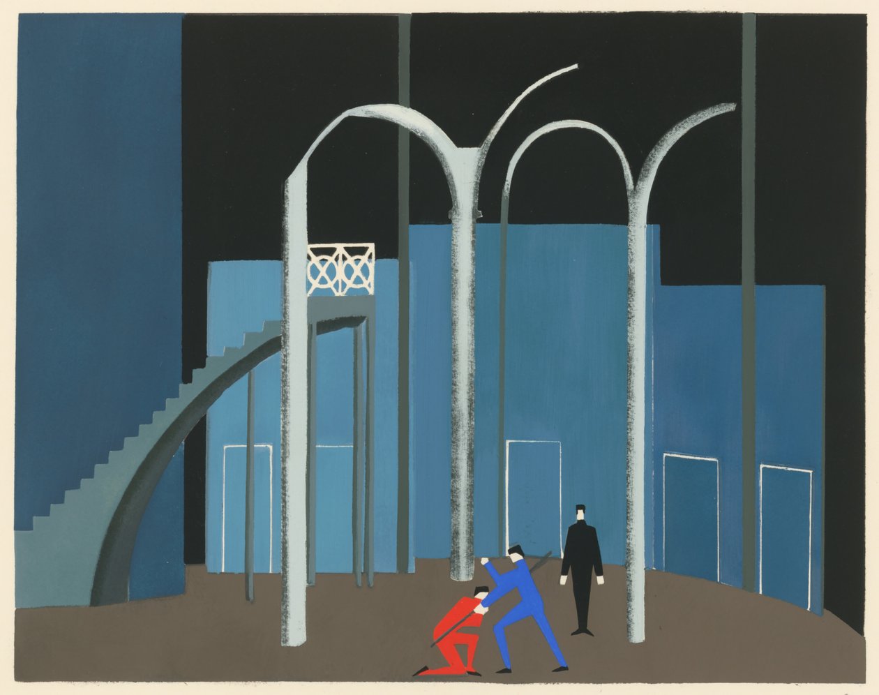 Maisemasuunnittelu portfoliosta Décors de Théâtre, 1930. tekijältä Alexandra Alexandrowna Exter