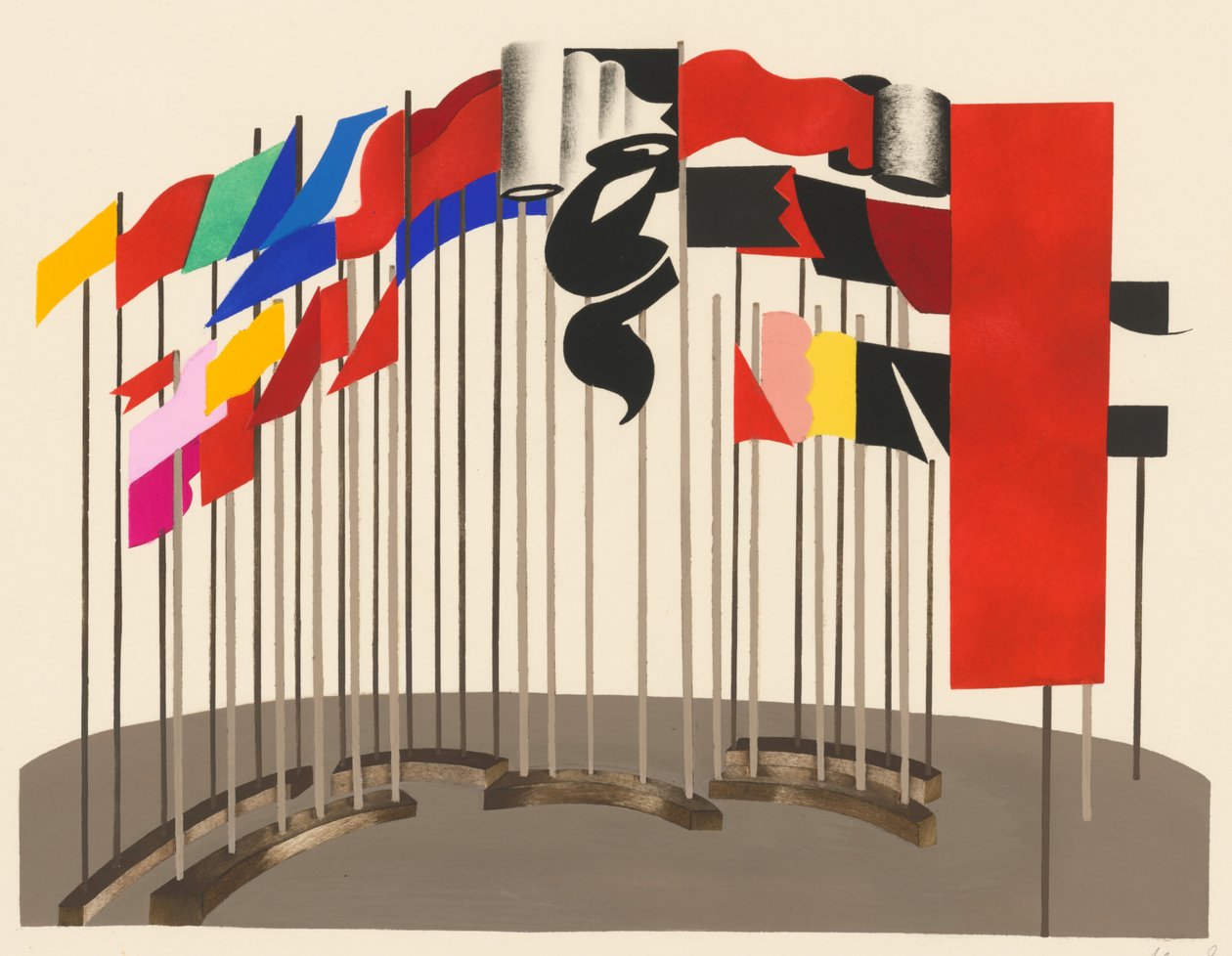 Maisemasuunnittelu portfoliosta Décors de Théâtre, 1930. tekijältä Alexandra Alexandrowna Exter