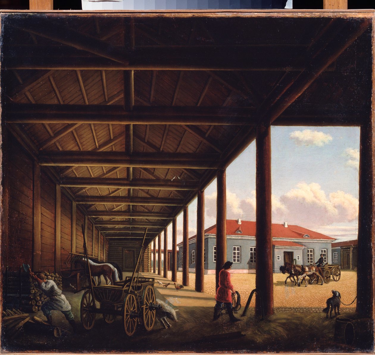 Stagecoach Station - maalaus Aleksandra Aleksejevna Venetsianova (1816-1882), öljy kankaalle, venäläinen taide 1800-luvulla - Alueellinen taidegalleria, Tver (Venäjä) tekijältä Alexandra Alexeyevna Venetsianova