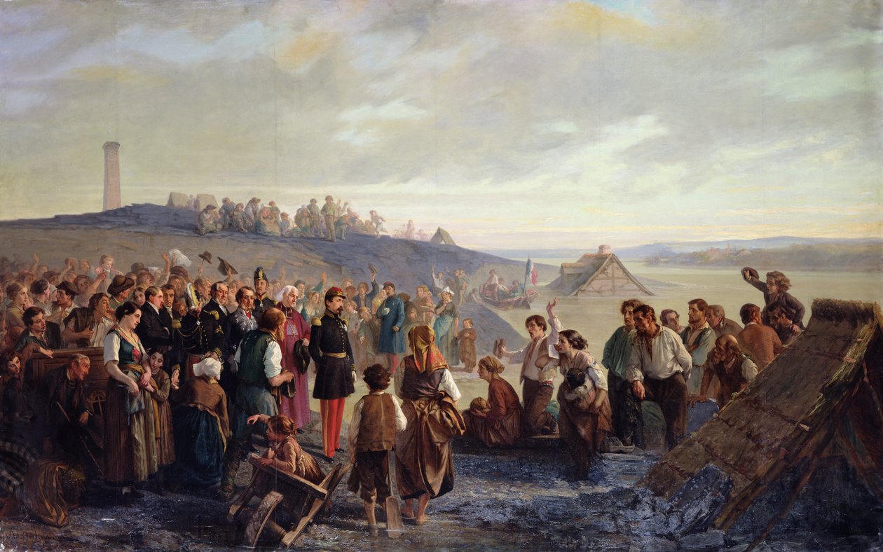 Napoleon III vierailemassa Angersin liuskekivilouhoksilla, 1856 tekijältä Alexandre Antigna