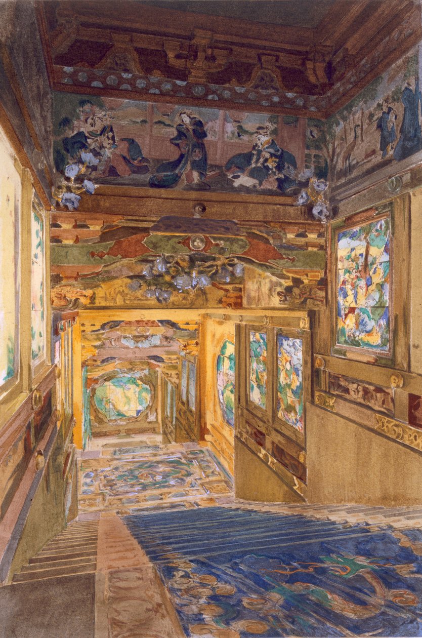 Japanilainen torni kuninkaallisessa puistossa Laekenissa, Belgiassa, "Orientalisme et Architecture Contemporaine" tekijältä Alexandre Auguste Louis Marcel
