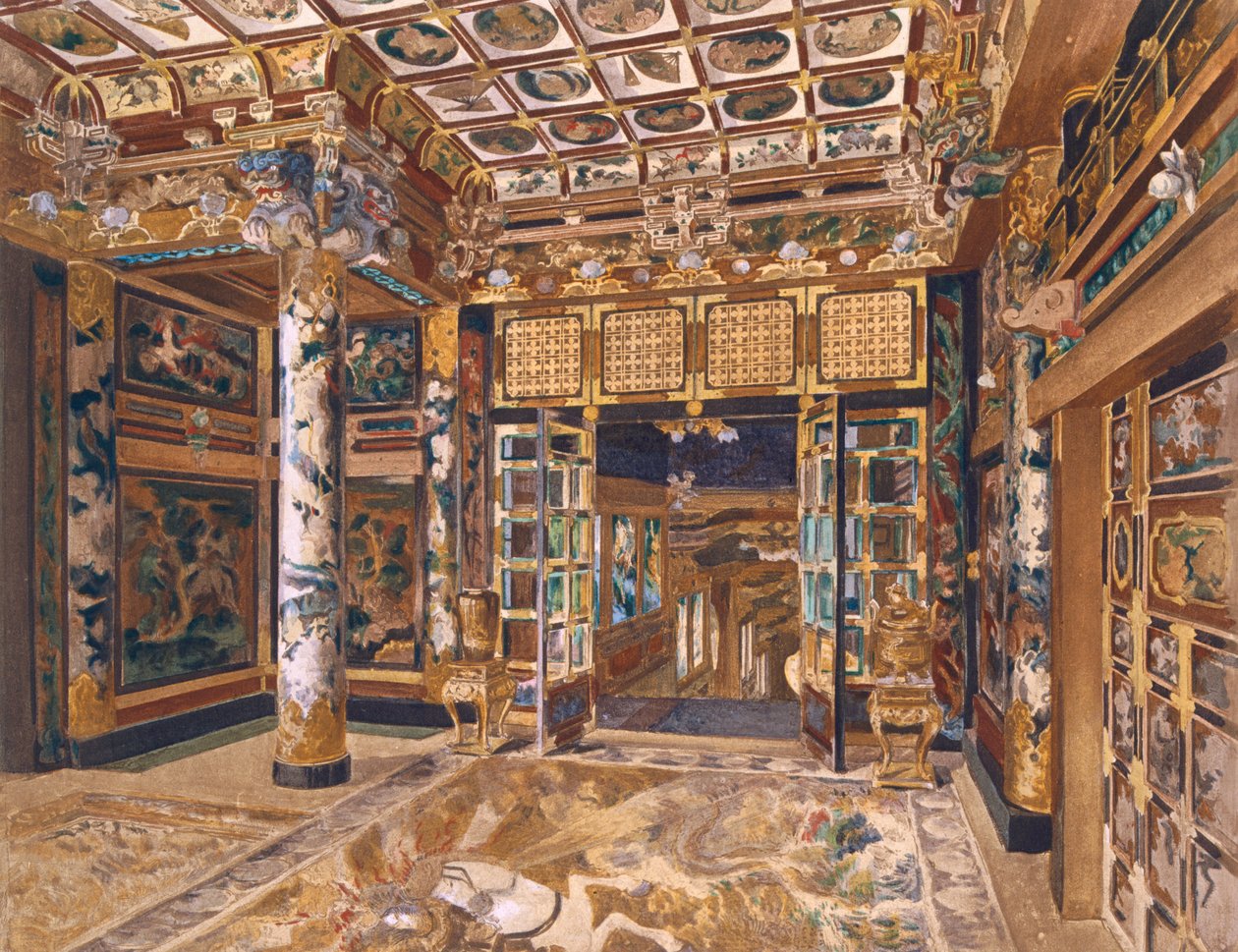 Japanilainen torni kuninkaallisessa puistossa Laekenissa, Belgiassa, Orientalisme et Architecture Contemporainesta tekijältä Alexandre Auguste Louis Marcel