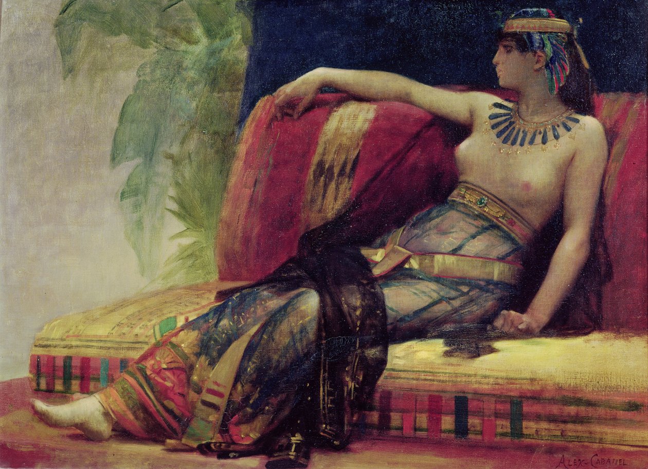 Cleopatra (69-30 eKr.), valmisteleva tutkimus "Cleopatra Testing Poissons on the Demned Prisoners" tekijältä Alexandre Cabanel