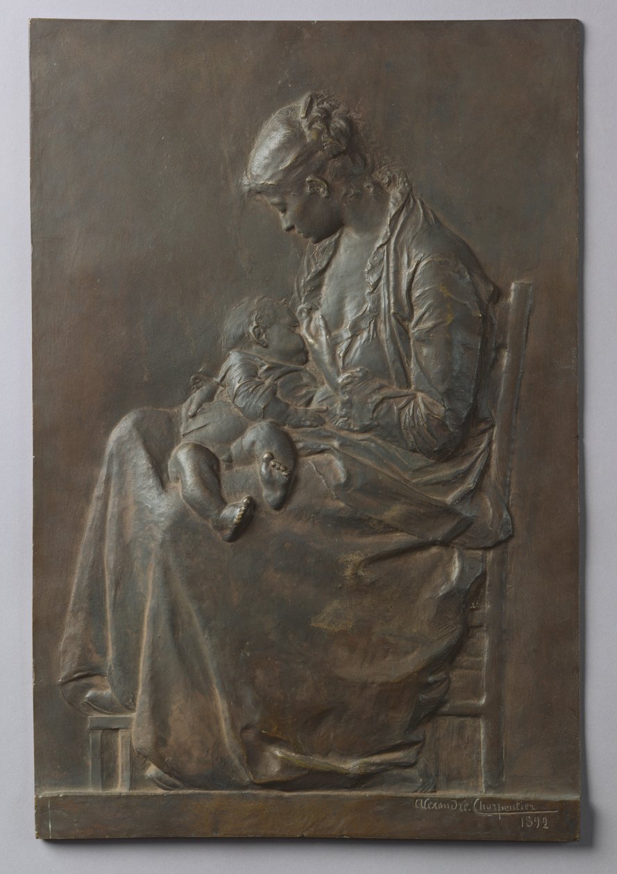 Äiti ja lapsi, 1892 (pronssi) tekijältä Alexandre Charpentier